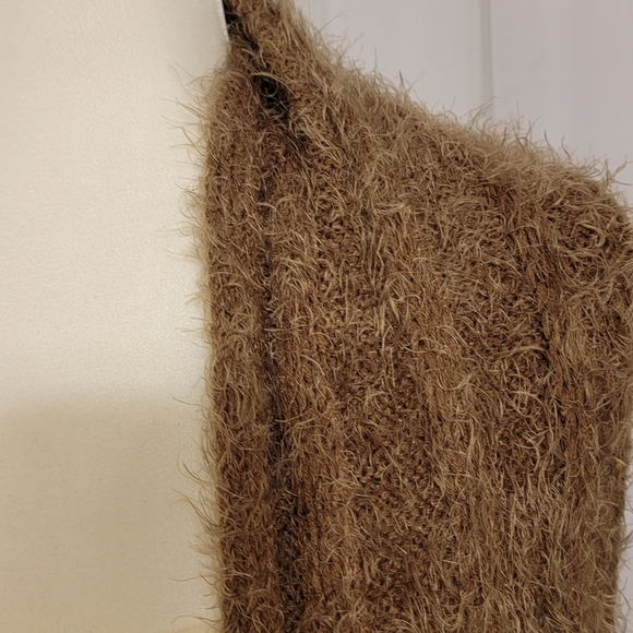 Donna Diosa Brown Eye Lash Hem Fly Away Open Boho Hippie Fuzzie Vest Free Sz - Picture 5 of 9